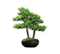 Artificial Bonsai Tree Simulated Welcoming Pine Bonsai Ornaments Artificial Tree Desktop Plant Decorations Small Green Plants(Black)
