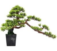 Artificial Bonsai Tree with Ceramic Flower Pot, Weathered Wood Root Carved Welcome Pine, Zen Home & Office Decoration