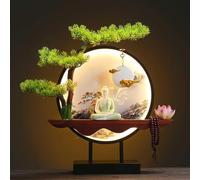 Artificial Bonsai Tree with LED Lamp - Faux Potted Zen Decor for Home, Office, Book Shelf - Perfect Housewarming Gift