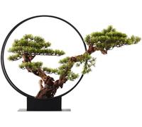 Artificial Bonsai Tree, Zen Fake Plant Decor Potted Artificial Plants Guest-Greeting Pine Bonsai Plant For Home Decor Desktop Display Artificial Bonsai Tree Desktop Ornaments, Green L,