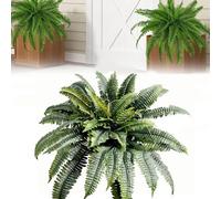 Artificial Boston Fern Large Bush Plants, Realistic Large Artificial Bush Plants, Large Faux Fern Bush Hanging Fake Greenery, Artificial Plants for Home,Porch,Garden and Office Decor (60 Fronds, 1PCS)
