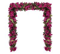 Artificial Bougainvillea Garland,4PCS 7.2ft/Piece Pink Flower Garland Faux Silk Bougainvillea Vines Artificial Decor for Wedding Arch Table Home Garden(Deep Pink)