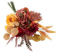 Artificial Bouquet with Autumn Orange Roses, Hydrangea, and Gerbera Daisies for Wedding and Home Decoration Using Cloth Fabric