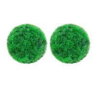 Artificial Boxwood Ball 22cm Green Polyethylene Pair for Indoor & Outdoor Decor.