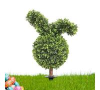 Artificial Boxwood for Outdoor, Realistic 28 Inch Artificial Boxwood Rabbit Tree with Ground Stake, Outdoor Artificial Tree with Ground Stake - for Planter, Indoor Garden and Garden