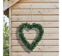Artificial Boxwood Green Leaves Heart Wreath