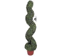 Artificial Boxwood Spiral Topiary Trees for Indoor Outdoor Decor, UV Stable Outdoor Use Height (1redpotspiral100cm)