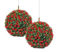 Artificial Boxwood Topiary Ball - Faux Boxwood Balls Plants, 2 Pieces Hanging Decorative Green for Home Decoration | Realistic Artificial Plant Ornaments For Indoor, Outdoor, Courtyard