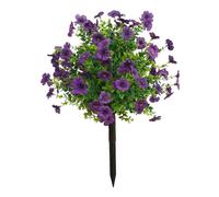 Artificial Boxwood Topiary Ball Set with Ground Spikes,UV-Resistant Faux Greenery Shrubs for Outdoor Lawn/Yard/Garden Decor (A Purple)