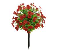 Artificial Boxwood Topiary Ball Set with Ground Spikes,UV-Resistant Faux Greenery Shrubs for Outdoor Lawn/Yard/Garden Decor (A Red)