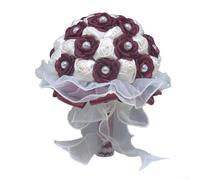 Artificial bridal bouquet for weddings and bridesmaids made from silk cloth flowers, designed to stay fresh and stylish throughout the event (wine red)
