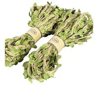 Artificial Burlap Leaf Ribbon,20 Meters Garden Jute Twine with Leaf Natural Green Leaves Jute Twine String Hemp Ropes for Art Crafts Wedding Party Garden Decoration Party Supplies