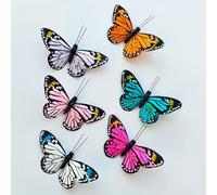 Artificial Butterfly Decorations with Clip Artificial Feather Butterflies for Crafts Christmas Tree Decor Flower Bouquet Ornament Floral Arrangements Wedding Accessory