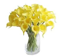 Artificial Calla Lilies Fake Lilies Flowers Bouquet, Real Touch Calla Lily Flowers DIY Artificial Flowers for Wedding Flower Arrangement, Home Decor, Garden Party (Yellow)