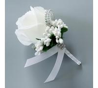 Artificial Calla Lily Flower, Silk Ribbon Chest Flowers For Bride Groom Bridesmaid And Guests, For Anniversary Dance Party Decorations (4PC white)