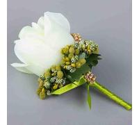 Artificial Calla Lily Flower, Silk Ribbon Chest Flowers For Bride Groom Bridesmaid And Guests, For Anniversary Dance Party Decorations (4PC green)