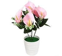 Artificial Calla Lily Flowers, 32 x 27 cm Potted Silk Floral Decor for Wedding, Home, and Desktop Use - Realistic Petals, Vibrant Colors, Compact Design(Pink)
