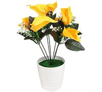 Artificial Calla Lily Flowers, 32 x 27 cm Potted Silk Floral Decor for Wedding, Home, and Desktop Use - Realistic Petals, Vibrant Colors, Compact Design(Red)