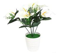 Artificial Calla Lily Flowers, 32 x 27 cm Potted Silk Floral Decor for Wedding, Home, and Desktop Use - Realistic Petals, Vibrant Colors, Compact Design(White)