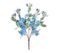 Artificial Camellia Bouquet with Silk Material Buds Leaves and Stem Detail for Wedding Aisle Home Bedroom Decor Living Area and Portrait Props (Blue)