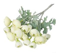 Artificial Camellia Flowers, 15-Head Flocked Silk Floral Bouquet for Home Decor, Weddings, and Hotel Arrangements, Adjustable Wire Stems, Elegant Lifelike Display(Beige)