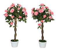 Artificial Camellia Tree Fake 21 Flowers & Nursery Pot Decor, 90cm