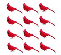Artificial Cardinal Birds Christmas Tree Red Bird with Clip Simulated Animal with Plume 12PCS Christmas Decorations