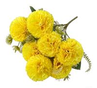 Artificial Carnation, 7 Fork Silk Flower Bouquet Red Caramel Adjustable Stem Realistic Petals Wedding Home Decor(Yellow)