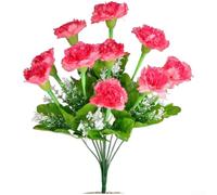 Artificial Carnation Bouquet with 10 Silk Flower Heads for Home Interior Decoration Office Space Styling and Event Table Arrangement (Deep Pink)