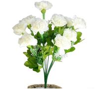 Artificial Carnation Bouquet with 10 Silk Flower Heads for Home Interior Decoration Office Space Styling and Event Table Arrangement (White)