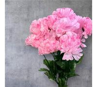 Artificial Carnation Flower Bunch - 12-Head Faux Silk Carnations for Home, Wedding & Event Décor (Pink)