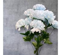 Artificial Carnation Flower Bunch - 12-Head Faux Silk Carnations for Home, Wedding & Event Décor (Sky Blue)