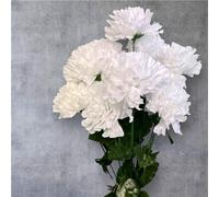 Artificial Carnation Flower Bunch - 12-Head Faux Silk Carnations for Home, Wedding & Event Décor (White)