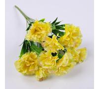 Artificial Carnation Flowers Bouquet with 11 Heads, Plastic Silk Fake Plants, Realistic Floral Stems for Home Office Garden Party and Wedding Decoration(Yellow)