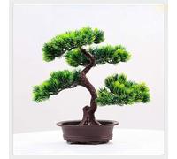 Artificial Cedar Bonsai Tree - Realistic Indoor Green Plant in Imitation Porcelain Pot for Living Room, Office & Home Décor