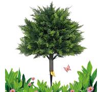 Artificial Cedar Topiary Tree - Tall Faux Cedar Pine Trees | 2ft UV-Resistant Greenery with Ground Spike, Lifelike Cypress Plant for Indoor and Patio Decor, Natural-Look Conifer for Home and Garden