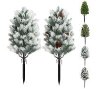 Artificial Cedar Topiary Trees with Ground Spike,Artificial Cedar Topiary Ball Trees,Outdoor Indoor Faux Pine Shrubs Plants,Fake Bushes Shrubs Plant Christmas Artificial Plants for Front Porch Garden