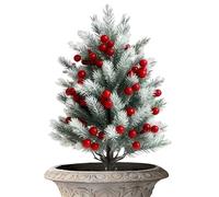 Artificial Cedar Tree, 22 Inch Realistic Greenery for Festive Decor, Faux Outdoor Tree with Red Berries, Full Branches, Weather Resistant Design, Holiday Decoration for Yard, Patio, Planter