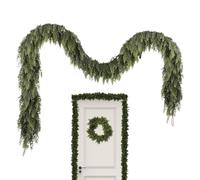Artificial Cedar Wreath - Pine Needle Leaf Decoration, Realistic Green Door Hanging Ornament | Versatile Indoor Outdoor Decor Piece for Mantel Staircase Porch Entryway Festive Home Styling Use