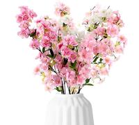 Artificial Cherry Blossom Branches,4PCS Color Fake Flowers Silk Fabric Simulation Flowers Bouquet, Long Stem Artificial Flowers for Home Wedding Table Centerpieces Vase Indoor Outdoor DIY Party Decor
