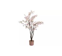 Artificial Cherry Blossom Plant, Faux Pink Flower Tree in Pebble Pot for Indoor Outdoor Decoration, Fade Resistant