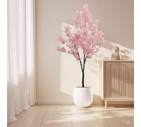 Artificial Cherry Blossom Tree, 180cm NO INSTALLATION NEEDED Realistic Fake Blooming Flower Tree, Large Pink Plant WishingTree with Fake Silk Flower & Natural Wood Trunk, Faux Floral Potted Plant