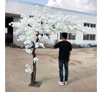 Artificial Cherry Blossom Tree Fake Cherry Simulation Wishing Tree Indoor Outdoor Fake Peach Tree Wishing Tree Plant Cherry Blossom Tree for Home Party Hote,White,3m*2m