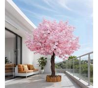 Artificial Cherry Blossom Tree, Flower Trees Tall Artificial Plant, Faux Silk Plant in Pot for Home Room Porch Entryway Office Decorations Indoor Outdoor,2,200 * 100cm