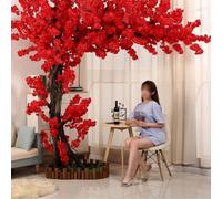 Artificial Cherry Blossom Tree Handmade Gorgeous Fake Vines Flowers for Home Wedding Party Garden Office Christmas Decoration for Indoor And Outdoor,Red,250x250cm