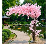 Artificial Cherry Blossom Tree, Handmade Light Pink Artificial Cherry Blossom with Branches Christmas Decoration Large Plant Wishing Tree for Indoor and Outdoor Wedding Decor,A,160 * 100cm
