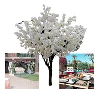 Artificial Cherry Blossom Tree - Large Faux Flowering Plant - Simulated Indoor Decoration for Wedding - Easy Installation, 1.5m Height, Vibrant White and Pink Blooms