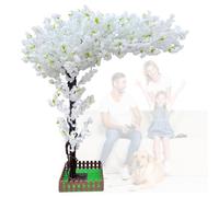 Artificial Cherry Blossom Tree, Large Interior Decoration Large, Handmade Fake Silk Flower, For Wedding Event Indoor Outdoor Party Restaurant Mall Decoration,White,2.5x2m/8.2x6.6ft
