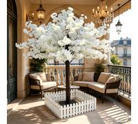 Artificial Cherry Blossom Tree, Large Premium Silk Tree with Stabilizing Base, Easy to Assemble for Indoor Outdoor Decor, 9.8ft Height, Perfect Home Decoration