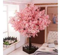 Artificial Cherry Blossom Tree - Tall Decorative Floral Plant for Weddings and Indoor/Outdoor Decoration, Large Pink Sakura Flower with Fence